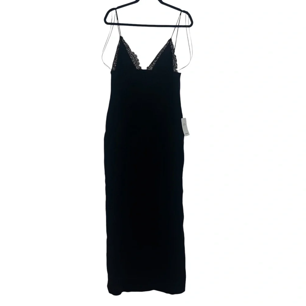 NEW NWT David Koma Lace Trim Cami Top Detail Gown Cady & Lace In Black